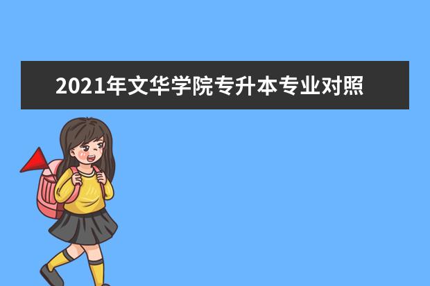2021年文华学院专升本专业对照一览表