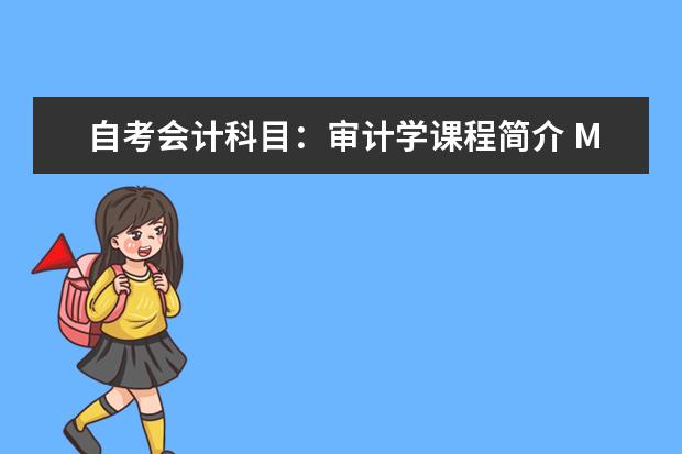 自考会计科目：审计学课程简介 MAX软件课程简介