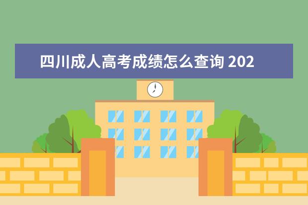 四川成人高考成绩怎么查询 2020年四川成人高考成绩查询?